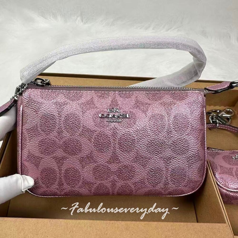 Coach Boxed Nolita 19 And Nolita Bag Charm Set In Signature Canvas Pink CCK96 - Picture 2 of 7